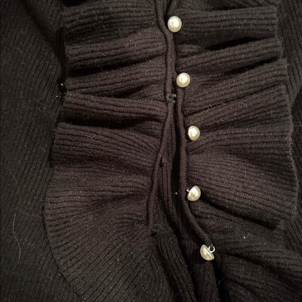 Black Ruffled Cardigan - Picture 3 of 5